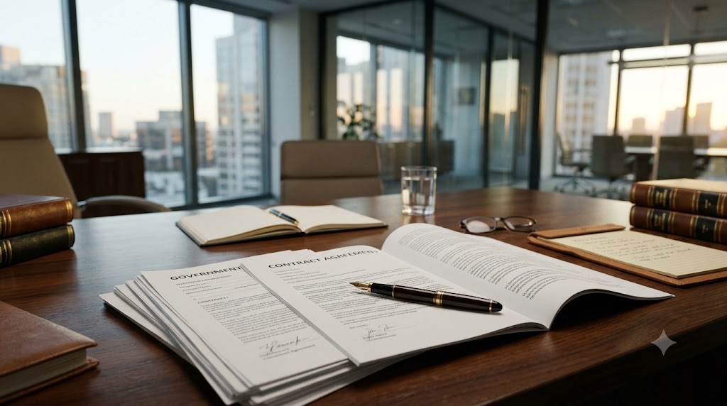Documents and a pen on a desk